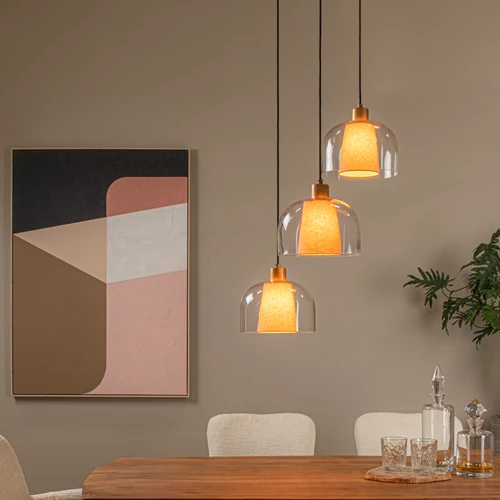 Lucide GUNHILD - Suspension - 3xE27 - Transparent - ambiance 1